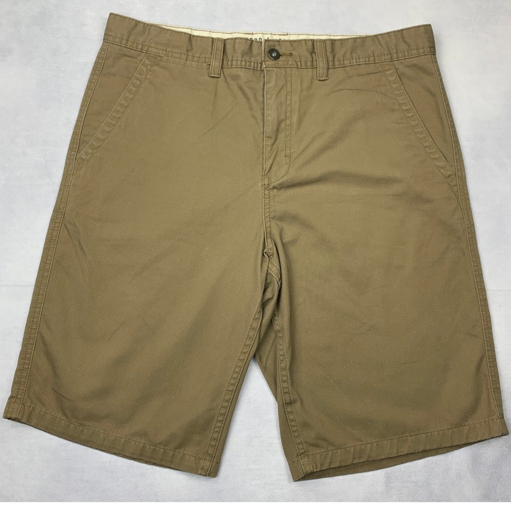 Free World Clothing Co Mens Discord Relaxed Chino Shorts Khaki Brown Size 33